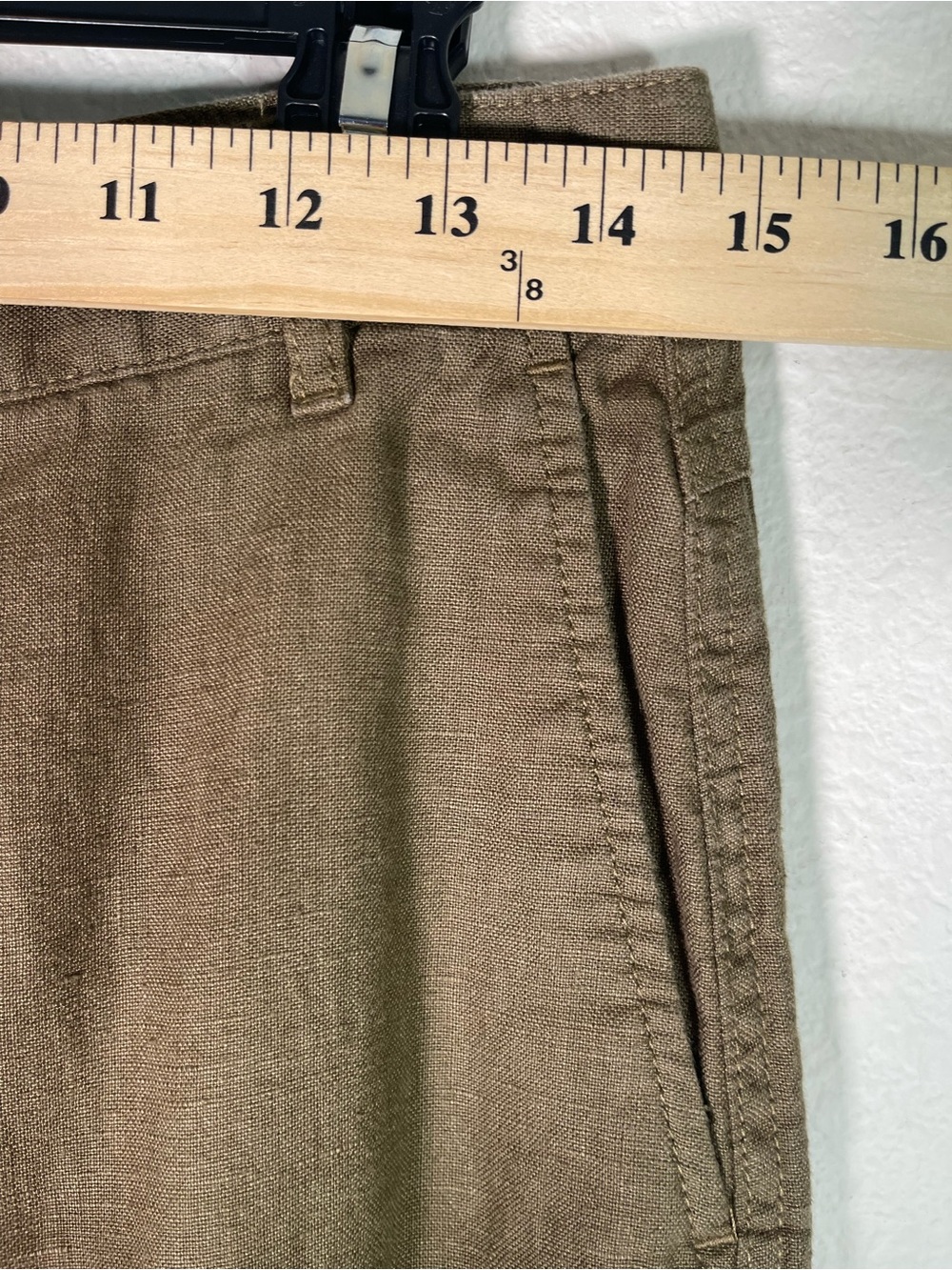 Madewell The Petite Zoe Relaxed Wide Pant in 100% Linen Size 2P in Safari Khaki - Picture 9 of 16
